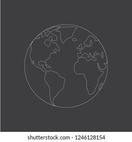 Vector globe icon of the world. Africa, America, Europe. The icon of the world on a dark background.