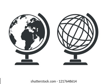 Vector globe icon. World map. Vector illustration.