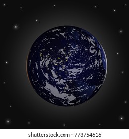 Vector globe icon of the world. night planet Earth