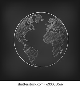 Vector globe icon of the world. pencil sketched