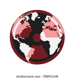 Vector globe icon of the world with the sign of radiation