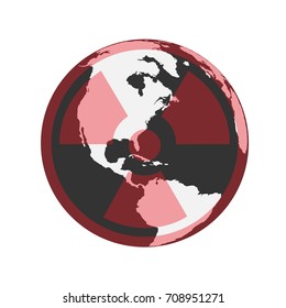 Vector globe icon of the world with the sign of radiation