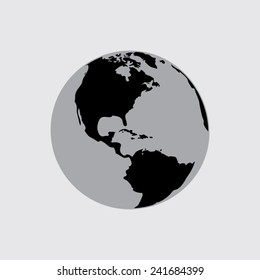 Vector globe icons on a grey background