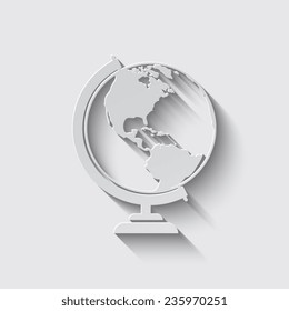 Vector globe icons with shadow on a grey background