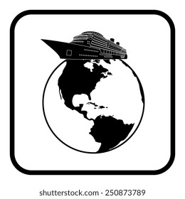 Vector globe icons with ship 