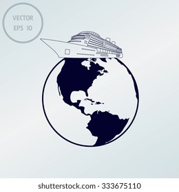 Vector globe icons with ship