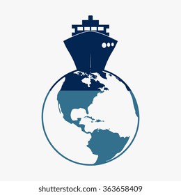 Vector globe icons with ship