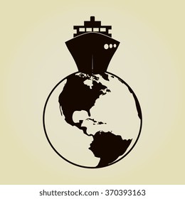Vector globe icons with ship