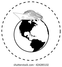 Vector globe icons with ship