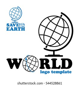 Vector globe icons. WORLD Logo template. Save Earth. Earth day