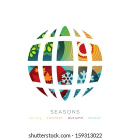 Vector Globe illustration with four seasons concept