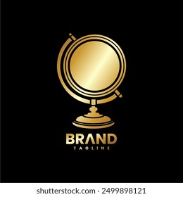 Diseño de logotipo de ilustración de globo de Vector. Icono del globo. Oro negro.