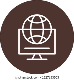 Vector Globe Internet Web Online Monitor Icon
