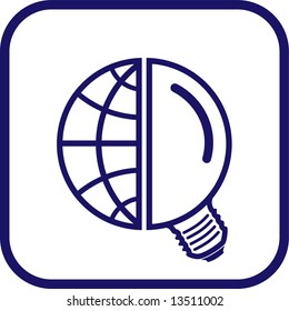 Vector globe and lamp icon. Simply change.