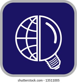 Vector globe and lamp icon. Simply change.