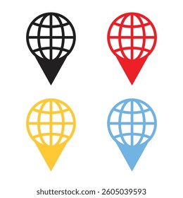 Vector Globe Location Pin Icon Set