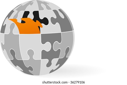 vector globe made from puzzles