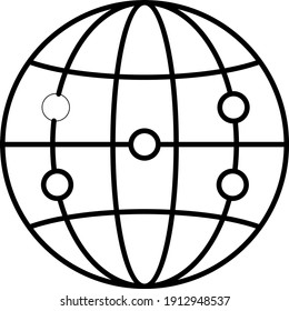 Vector Globe Network Outline Icon Design
