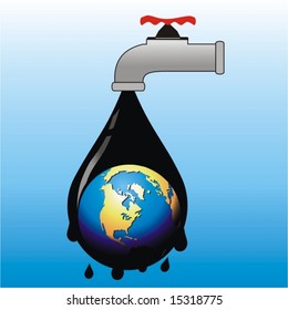 vector globe and oil for save nature