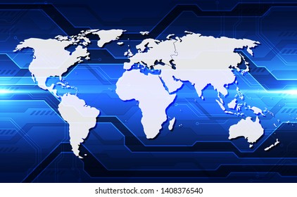 Vector globe on the digital technology background, abstract illustration
