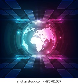 Vector globe on the digital technology background, abstract illustration