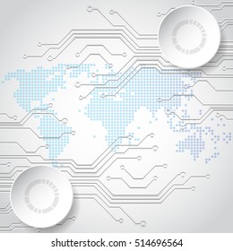 Vector globe on the digital technology background, abstract illustration