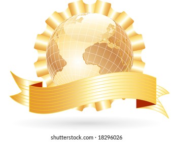 globo vectorial en colores perales con banner