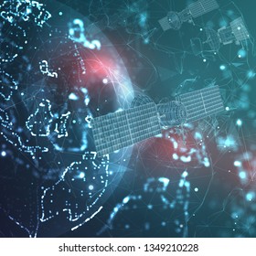 vector globe, planet earth, from dots. concept bigdata, processing and data collection