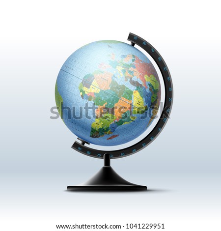 Vector globe of planet Earth with political map of world. Isolated on white background