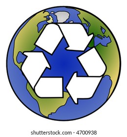 Vector Globe, with Recycling Symbol.