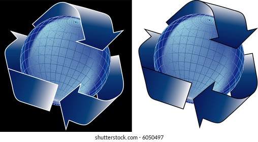 globo vectorial con símbolo de reciclado