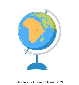 Vector globe. School supply. Globe of planet Earth with map of world. Back to school.