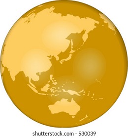 Vector Globe Showing North Asia Pacific Region