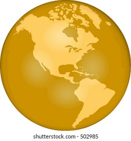 vector globe showing western hemisphere