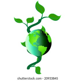 Vector of globe with single vine