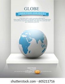 Vector globe standing on a shelf. Element for design and business