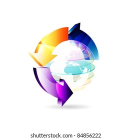 vector globe surface with 3d arrows