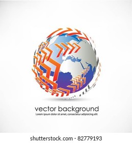 vector globe surface with arrows