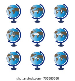 Vector Globe and Transports Icons