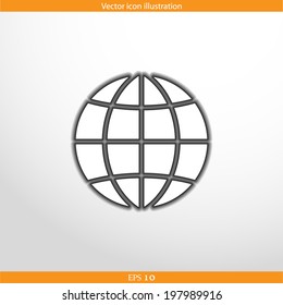 Vector globe web flat icon. Isolated on white.