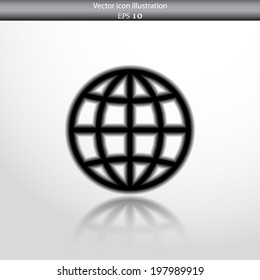 Vector globe web flat icon. Isolated on white.