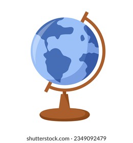 Vector globe of the world. Blue globe. School globe. Isolated on a white background.	
