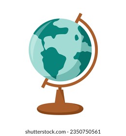 Vector globe of the world. Blue globe. School globe. Flat design. Isolated on a white background.	
