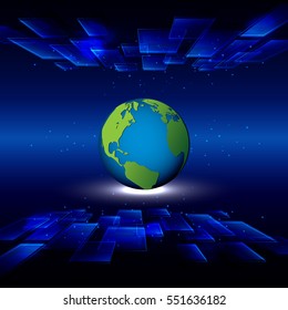 Vector Globe world map futuristic technology abstract background