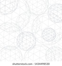 Vector globes. Abstract geometric background. Wire effect geometric 3d spheres. Abstract creative graphic for web and science.