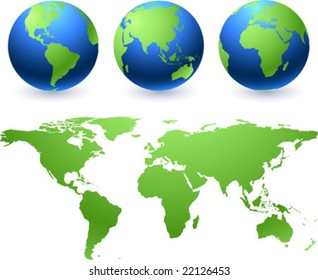 Vector globes and atlas map