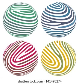 Vector globes composed of fingerprint-like stripes