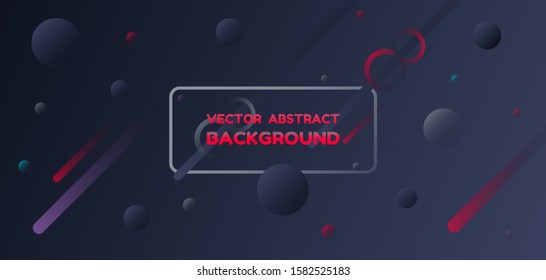 Vector gloomy dark space abstract background, decorative elements in the foreground. Circles, straight rounded ends, rings. Deep space. Darkness and destruction.