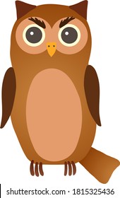 vector gloomy owl on white background
