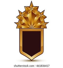 Vector glorious glossy design element, luxury 3d red star with golden borders, classic conceptual graphic insignia, clear EPS 8.